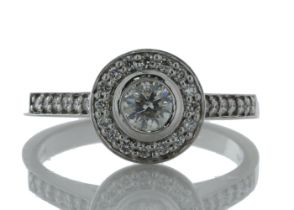 18ct White Gold Single Stone With Halo Setting Ring (0.26) 0.54 Carats