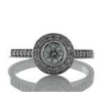 18ct White Gold Single Stone With Halo Setting Ring (0.26) 0.54 Carats