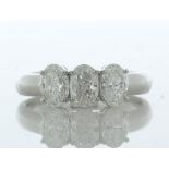 18ct White Gold Three Stone Oval Cut Diamond Ring 1.43 Carats