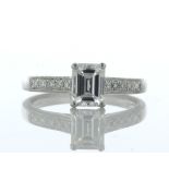 Platinum Single Stone Emerald Cut Diamond Ring 1.04 Carats