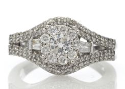 9ct White Gold Round Cluster Claw Set Diamond Ring 1.00 Carats