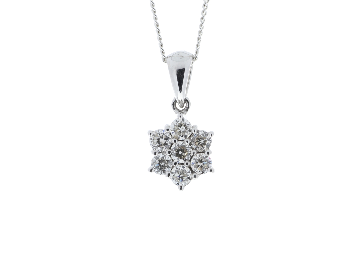 9ct White Gold Diamond Flower Pendant 0.45 Carats