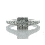 Platinum Single Stone Princess Cut Halo Diamond Ring (0.28) 0.96 Carats