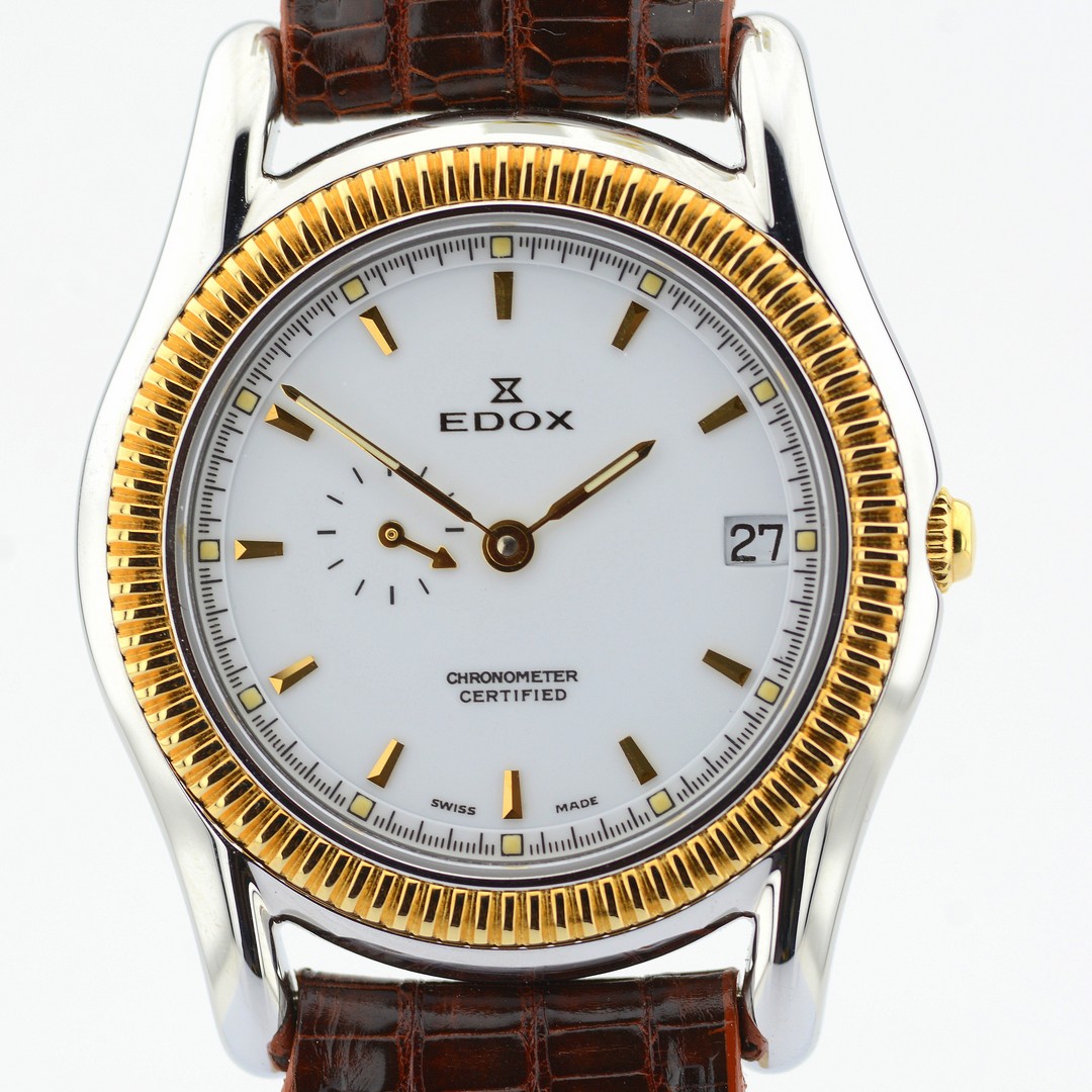 Edox / Chronometer Certified Automatic Date - Gentlemen's Gold/Steel Wristwatch