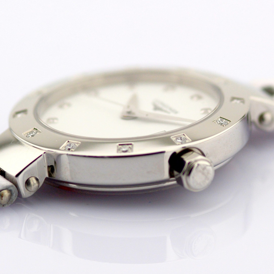 Longines / L5.175 Diamond Bezel, Diamond Case White Leather Strap - Lady's Steel Wristwatch - Image 7 of 9