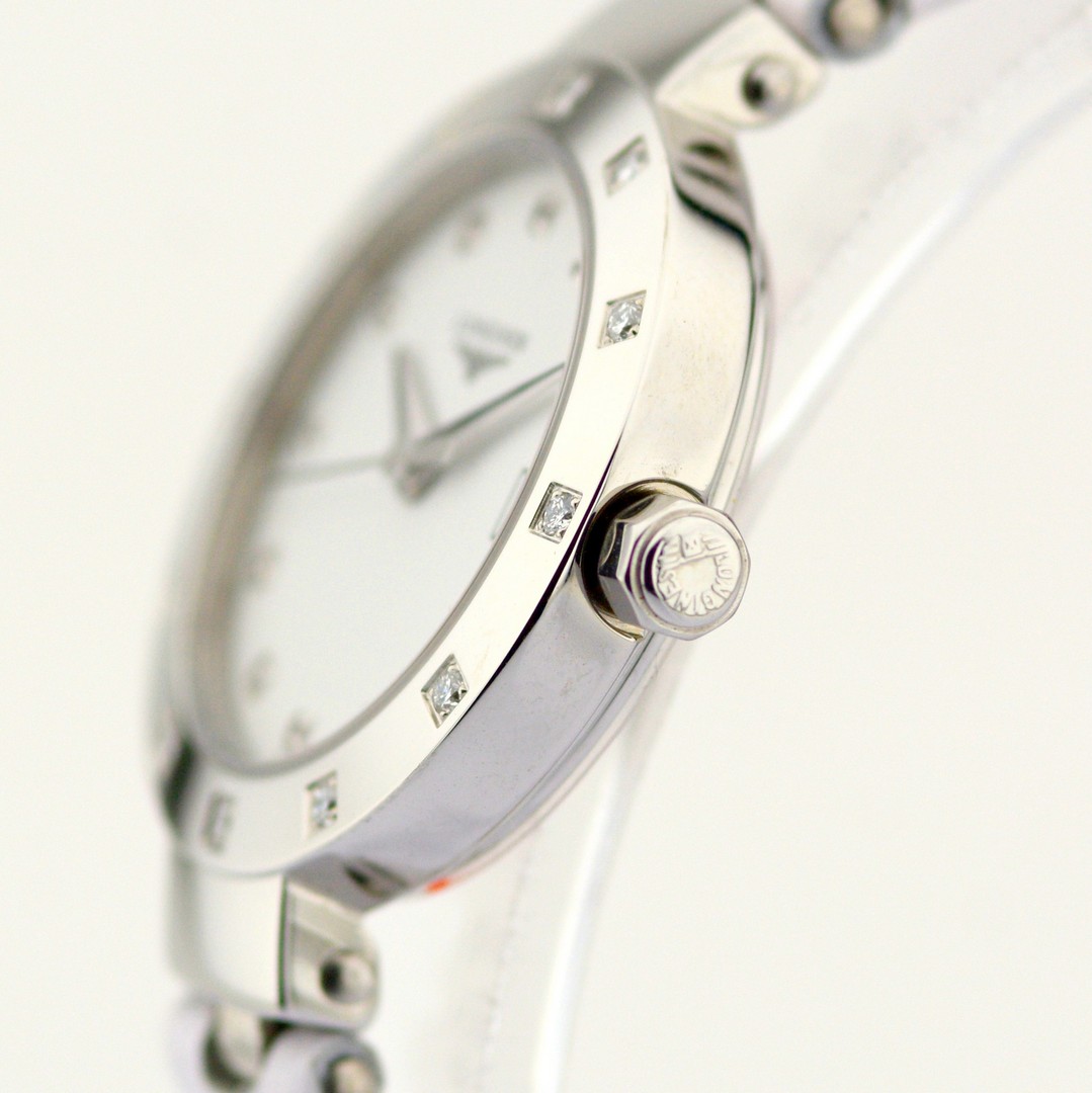 Longines / L5.175 Diamond Bezel, Diamond Case White Leather Strap - Lady's Steel Wristwatch - Image 4 of 9