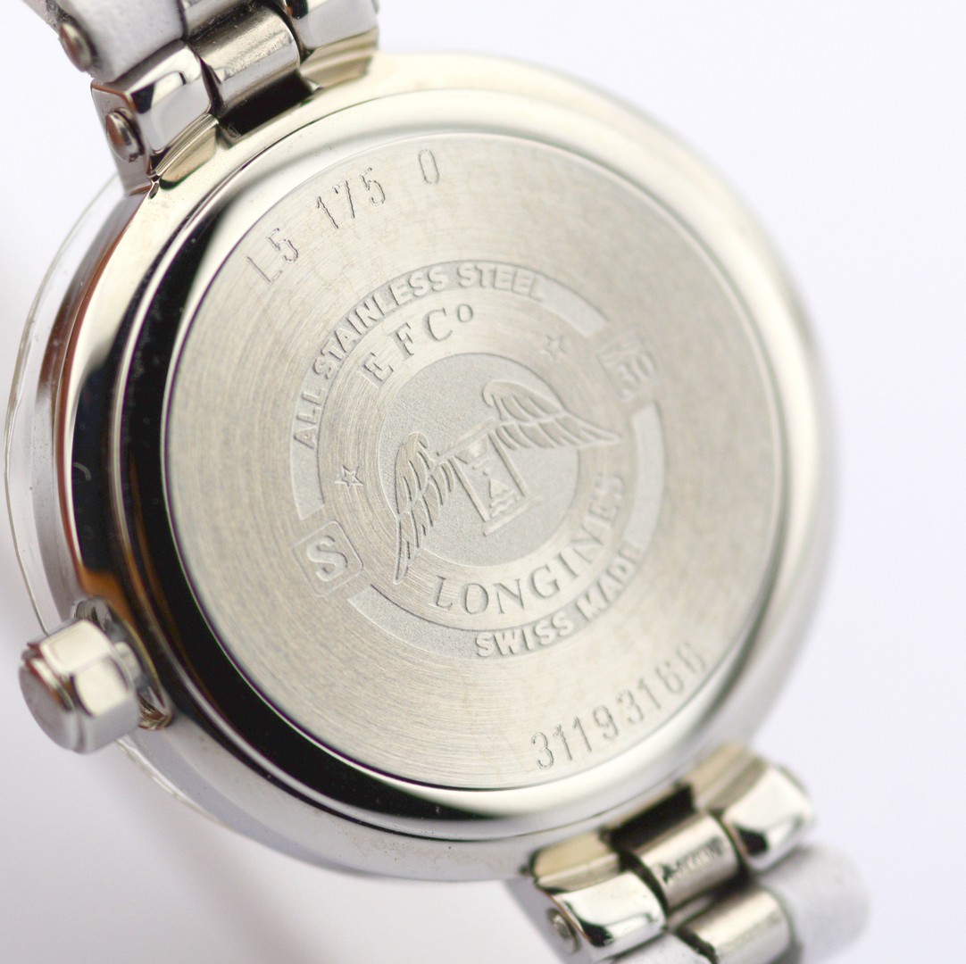 Longines / L5.175 Diamond Bezel, Diamond Case White Leather Strap - Lady's Steel Wristwatch - Image 5 of 9
