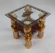 Indian Inspired Glass Square Occasional Table