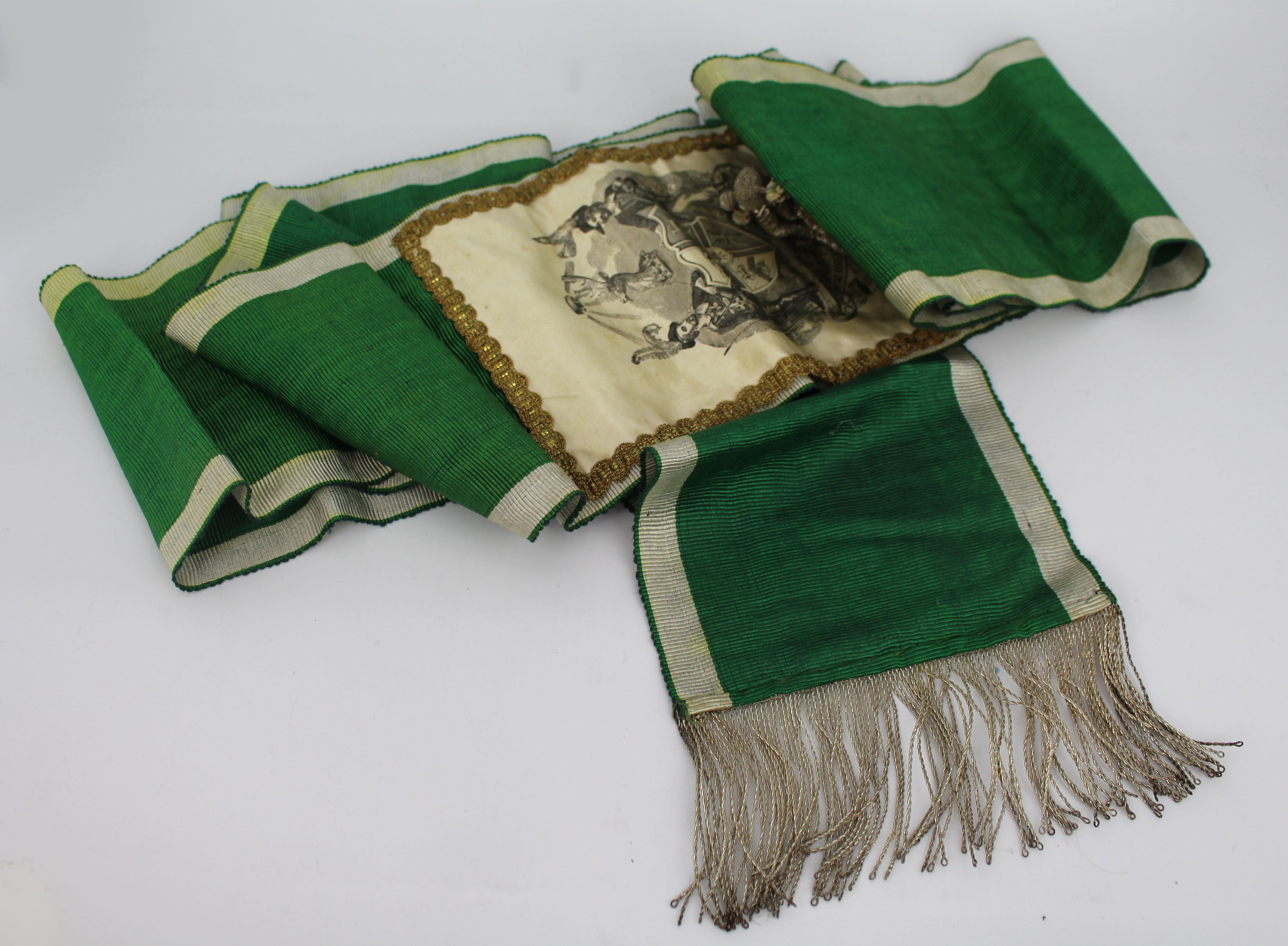 Antique Masonic Foresters Friendly Society Green Sash - Image 2 of 2