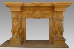 Carved Fire Surround with Lions