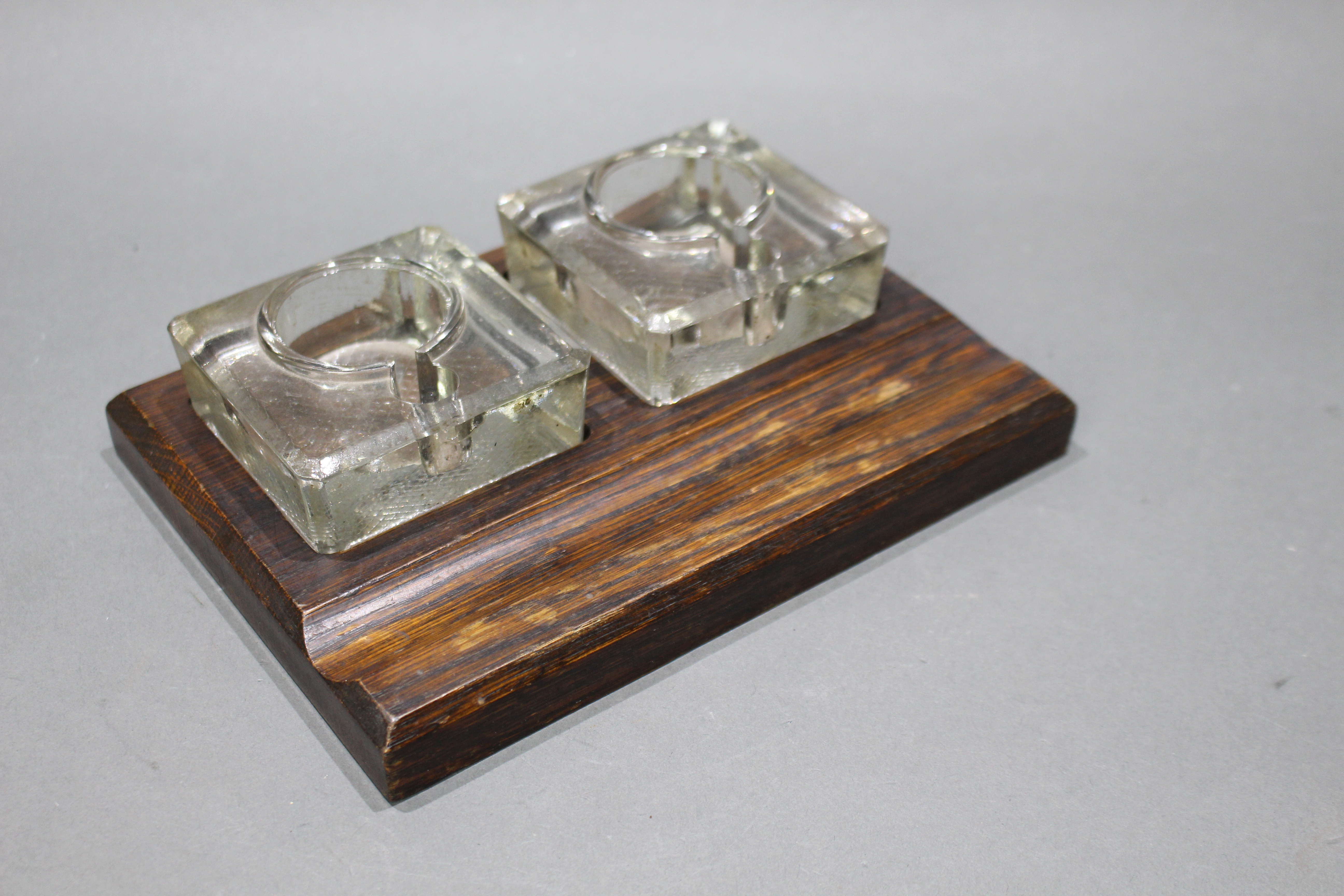 Early/mid 20th c. English Oak Inkwell