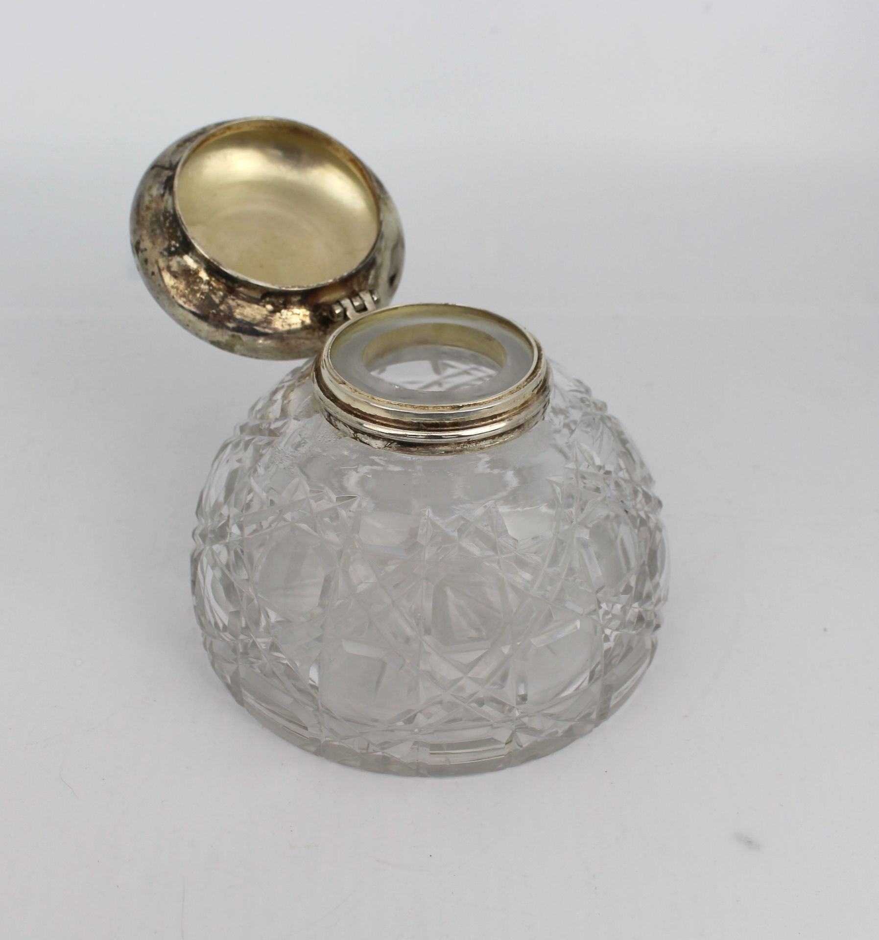 Vintage Silver Plated Crystal Inkwell - Image 2 of 2