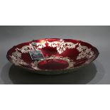 Large Handmade Silvered Ruby Glass Bowl