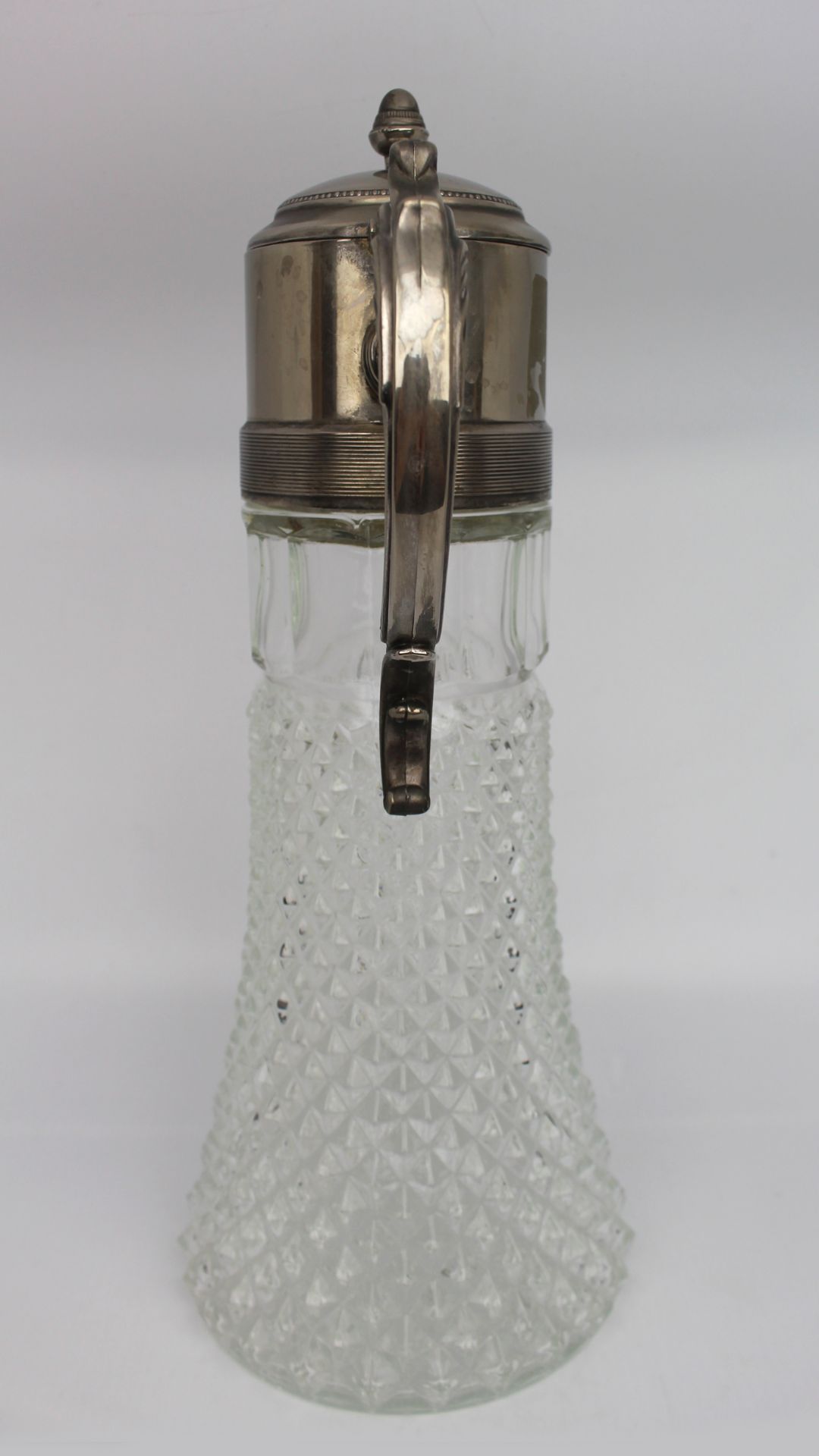 Large Silver Plated Pressed Crystal Claret Jug - Image 2 of 2