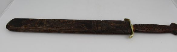 Dagger with Carved Wooden Scabbard