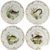 Set of 4 Edwardian Wolly Fowkes Worcester Hand Painted Plates