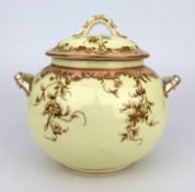 Late Victorian Royal Worcester Two Handled Lidded Bowl