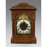 Early 20th c. German Oak Cased Mantle Clock by Badische Uhrenfabrik