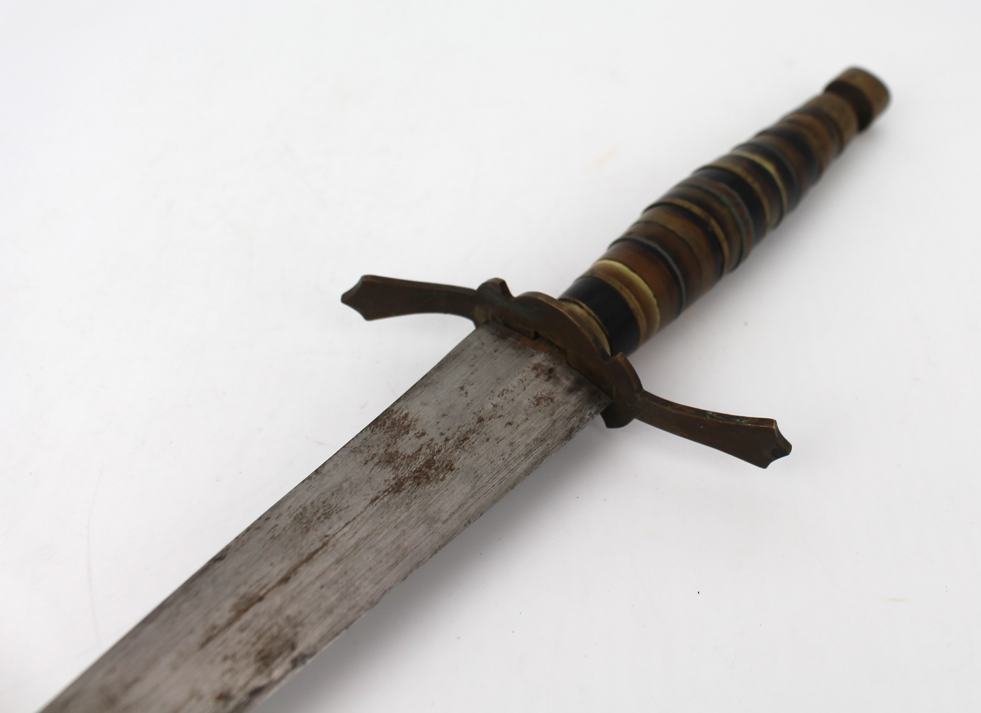 Antique Dagger with Turned Stone & Brass Handle - Image 2 of 2