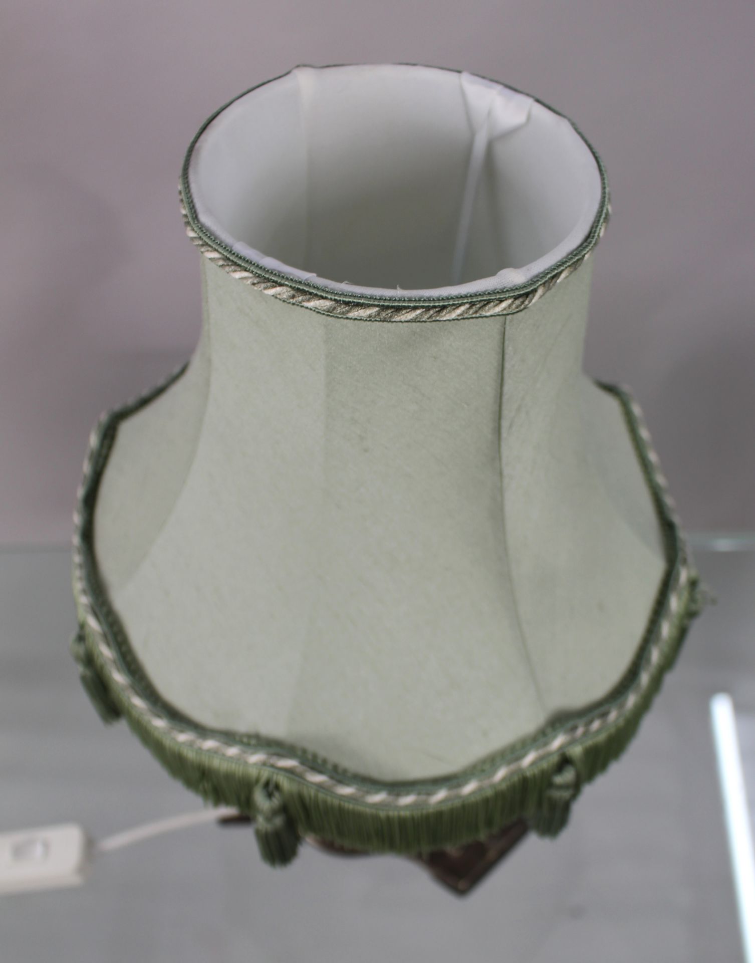 Heavy Silver Plated Table Lamp with Shade - Image 2 of 2