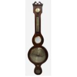 Regency English Brass Inlaid Aneroid Barometer