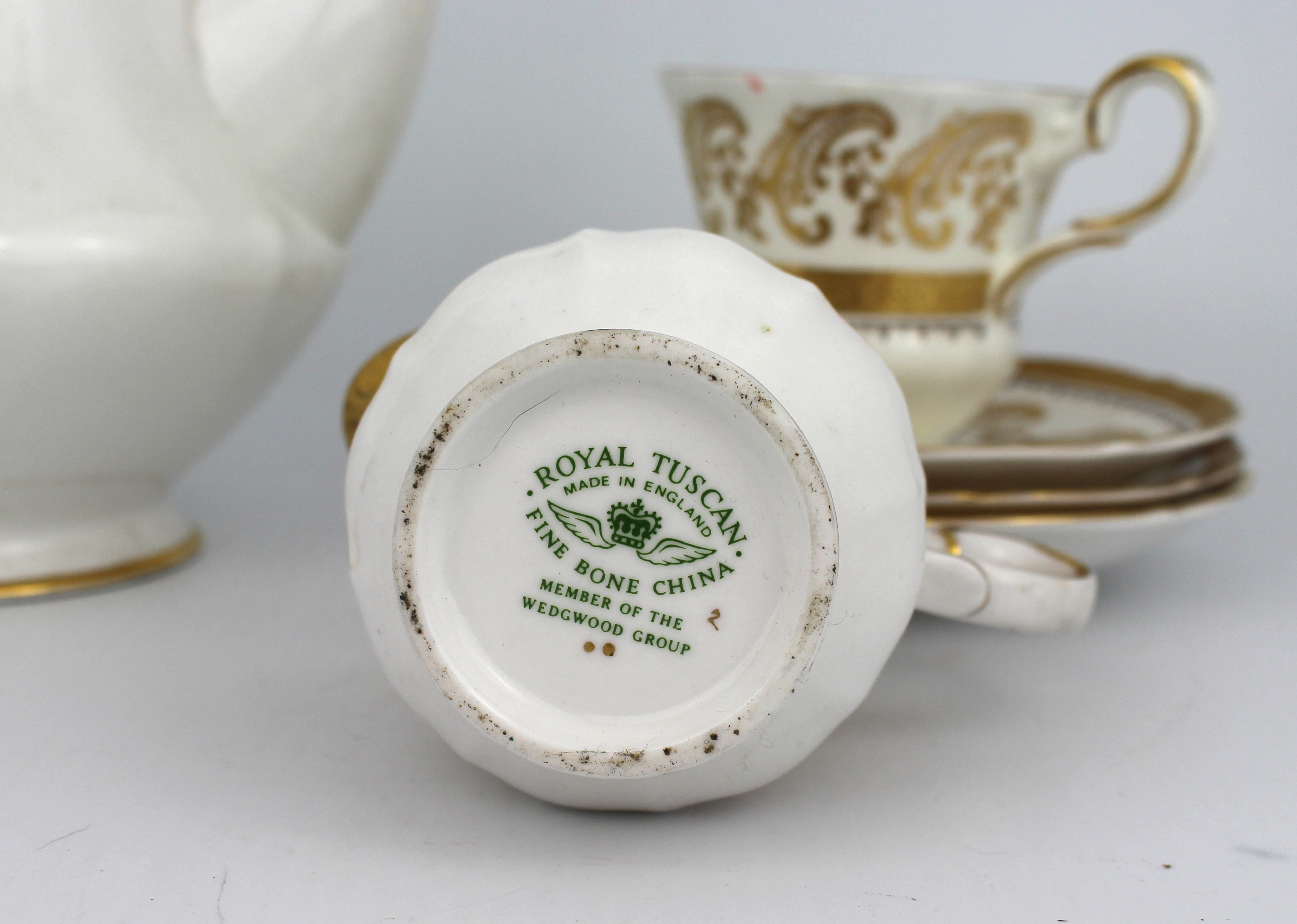 Royal Tuscan White & Gold Tea Pot & Other Service Pieces - Image 2 of 2