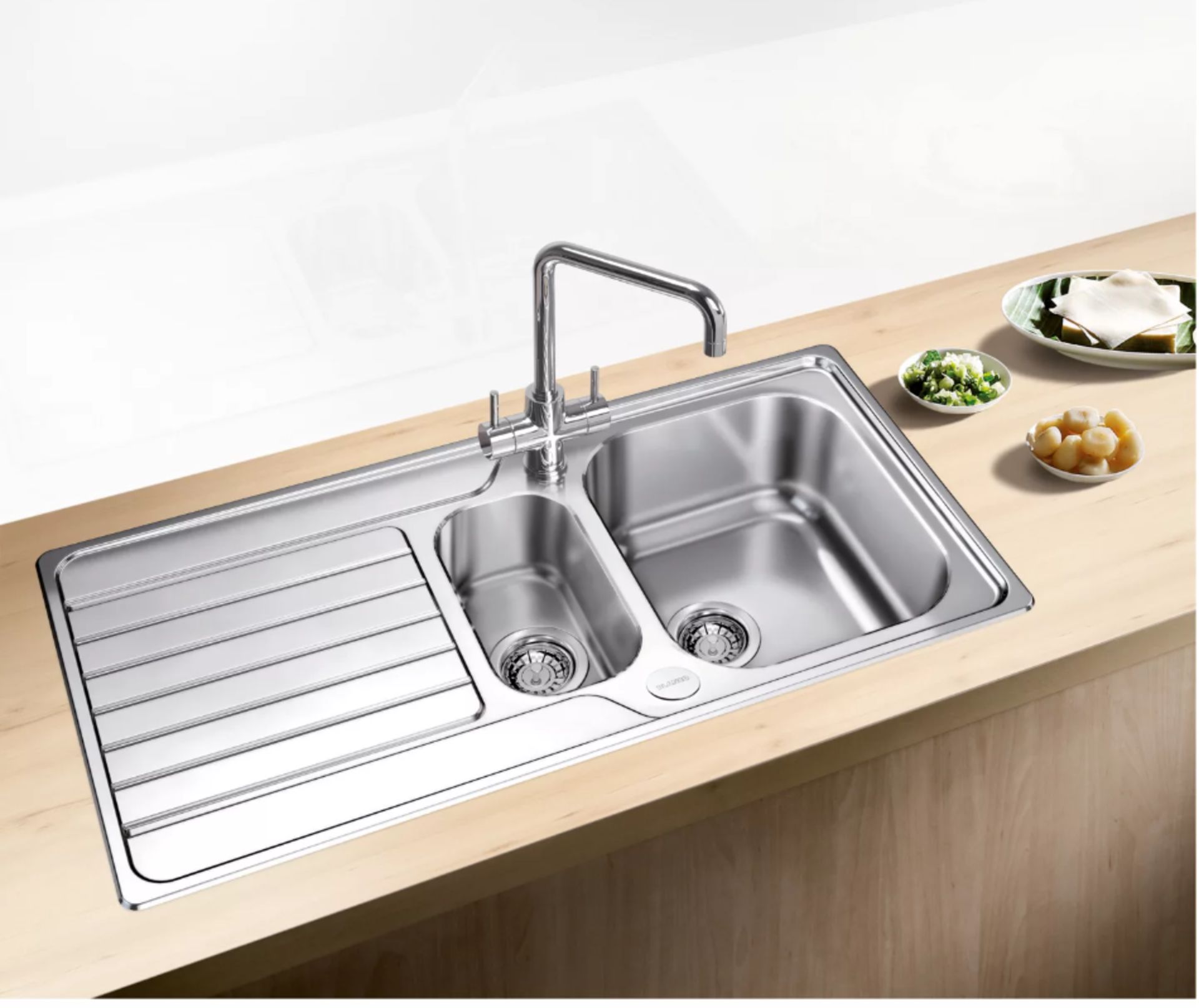 Blanco Dinas 6S 1.5 Bowl Inset Kitchen Sink, Stainless Steel Grade U - Image 2 of 2