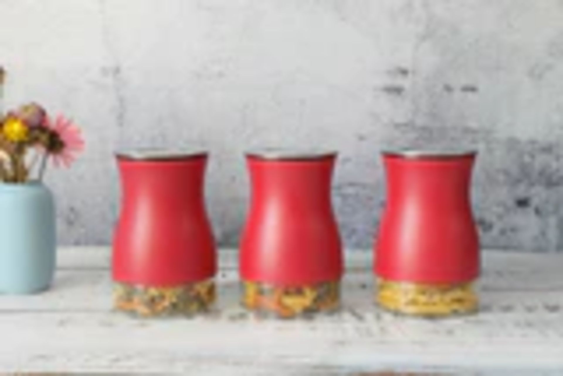 Brand New 3 Pc Kitchen Canisters Red - Image 2 of 2
