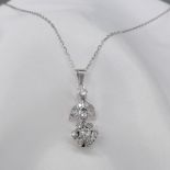 Diamond-set 14ct White Gold Droplet Flower Necklace With Gift Box