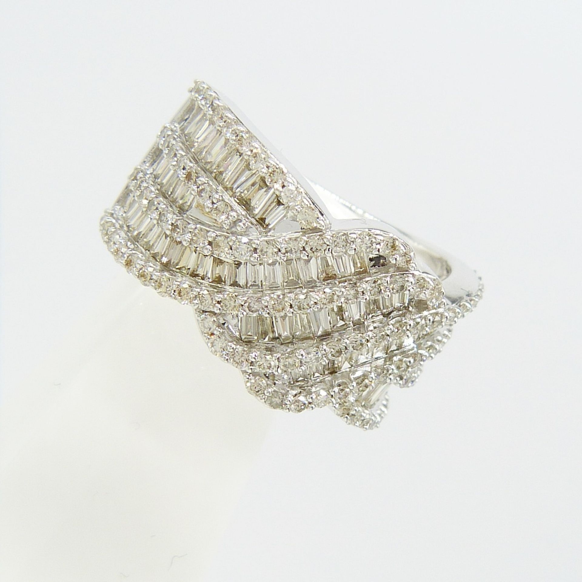 Large, Weighty Wave-style 2.00 Carat Diamond Cocktail Ring In White Gold - Image 6 of 6