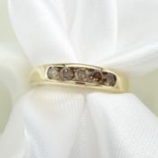 Natural Cognac Diamond 5-Stone Ring In Yellow Gold