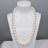 An 18 inch String of White Freshwater Cultured Pearls With A 9ct Rose Gold Ball Clasp