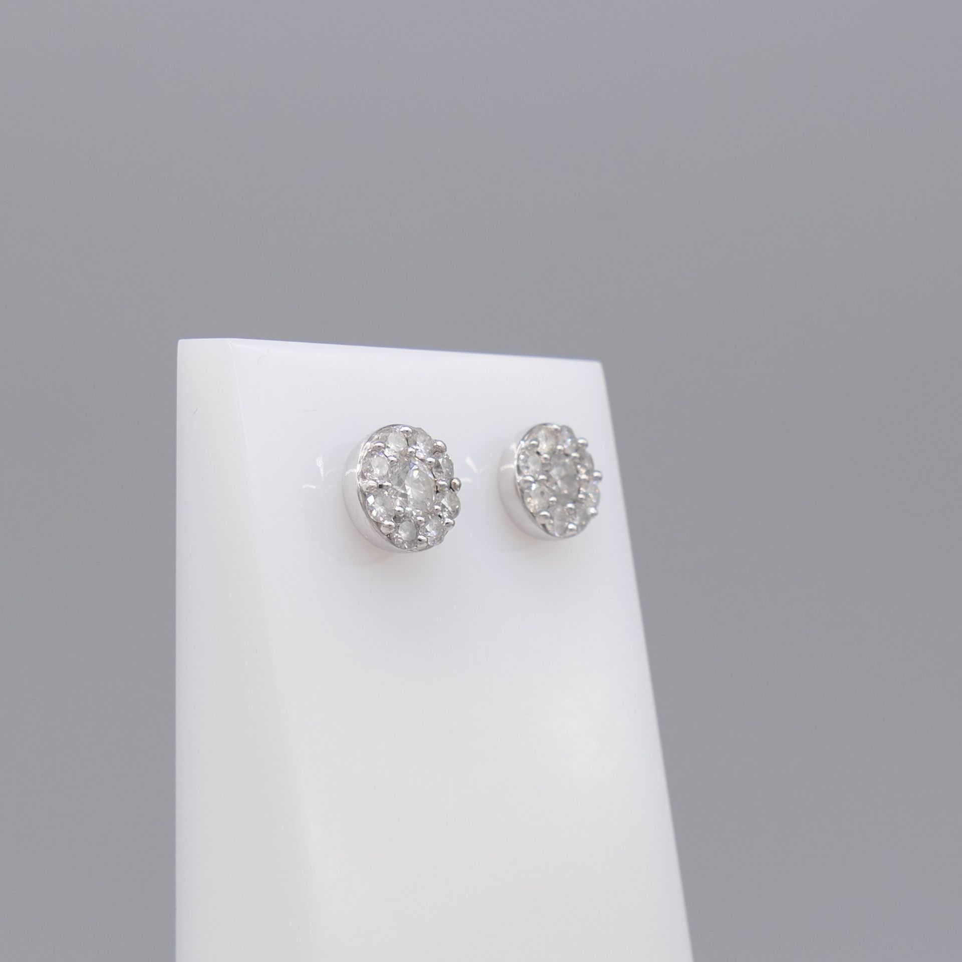 Pair of 9ct White Gold 0.71 Carat Diamond Halo Cluster Ear Studs, Boxed - Image 2 of 6