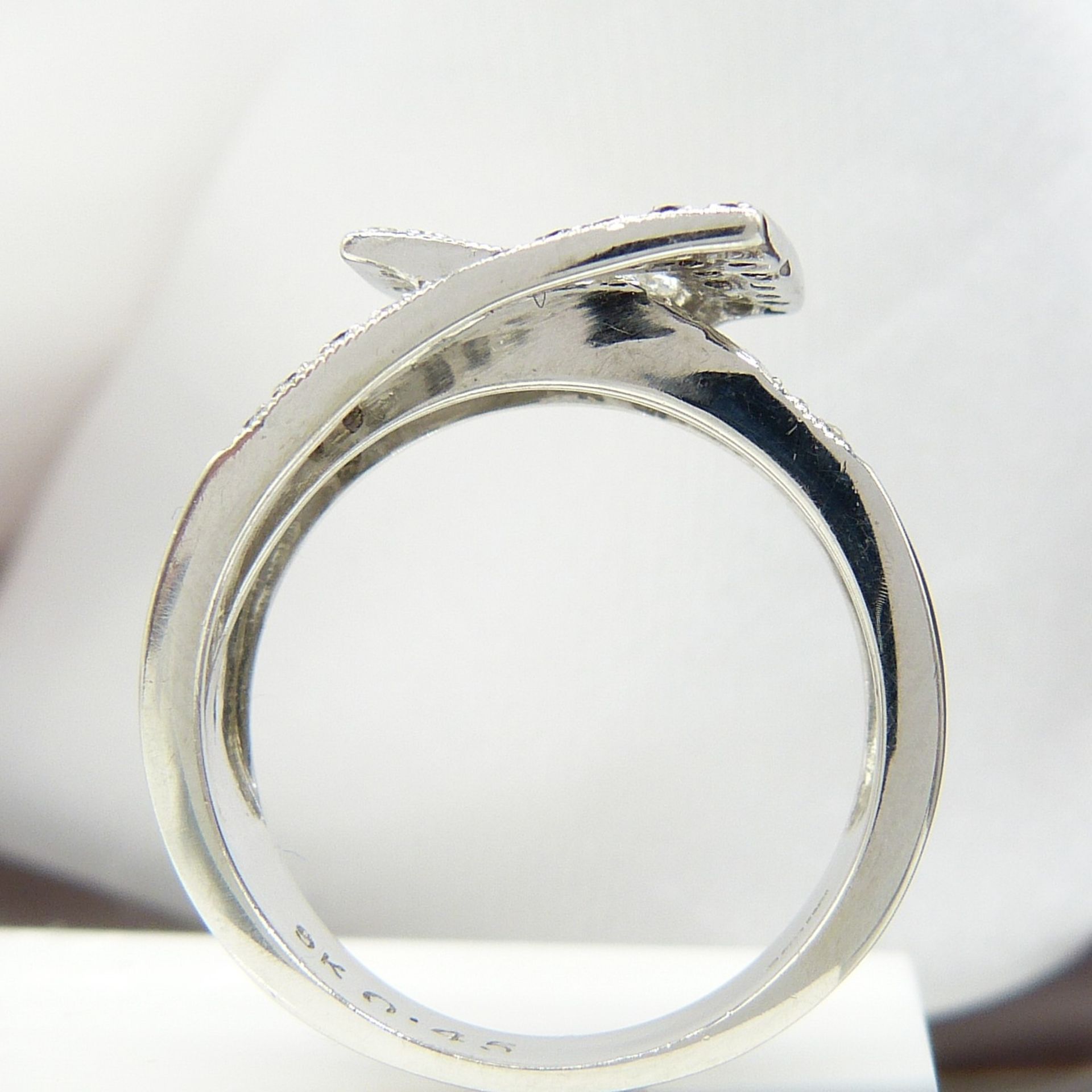 Mid-century Styled 0.45 Carat Black and White Diamond Ring In White Gold - Image 4 of 6