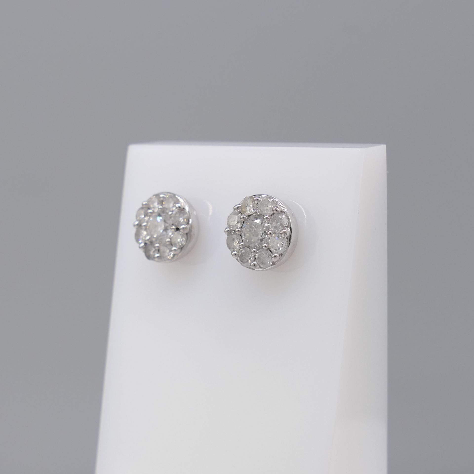 Pair of 9ct White Gold 0.71 Carat Diamond Halo Cluster Ear Studs, Boxed - Image 5 of 6