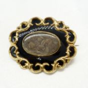 Antique Victorian Woven Hair Mourning Brooch Dated 1848