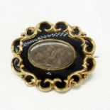 Antique Victorian Woven Hair Mourning Brooch Dated 1848