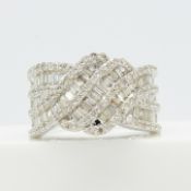 Large, Weighty Wave-style 2.00 Carat Diamond Cocktail Ring In White Gold