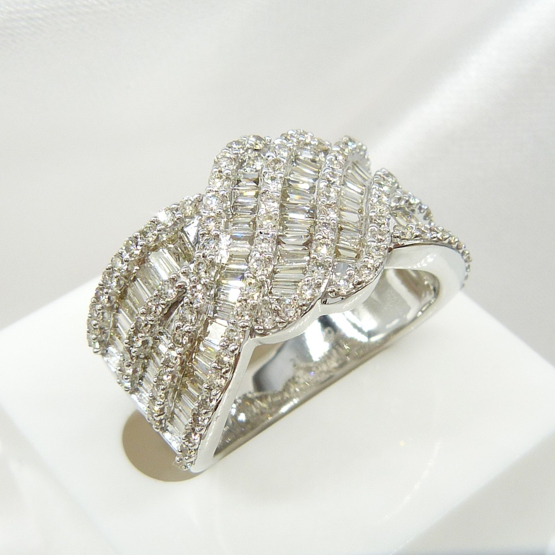 Large, Weighty Wave-style 2.00 Carat Diamond Cocktail Ring In White Gold - Image 2 of 6