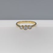 9ct Yellow Gold 0.40 Carat Graduated Diamond Trilogy Ring, Boxed