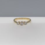 9ct Yellow Gold 0.40 Carat Graduated Diamond Trilogy Ring, Boxed