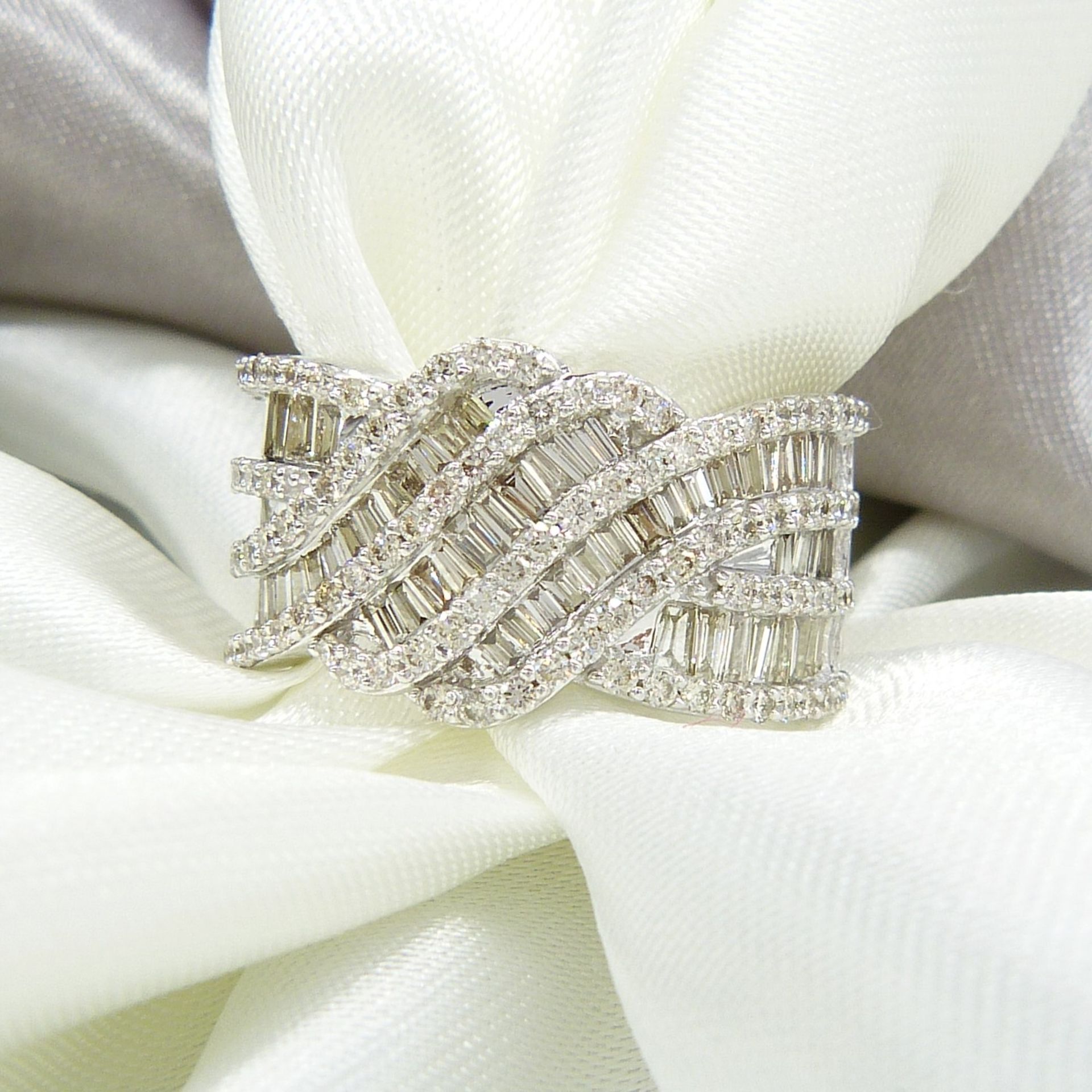 Large, Weighty Wave-style 2.00 Carat Diamond Cocktail Ring In White Gold - Image 5 of 6