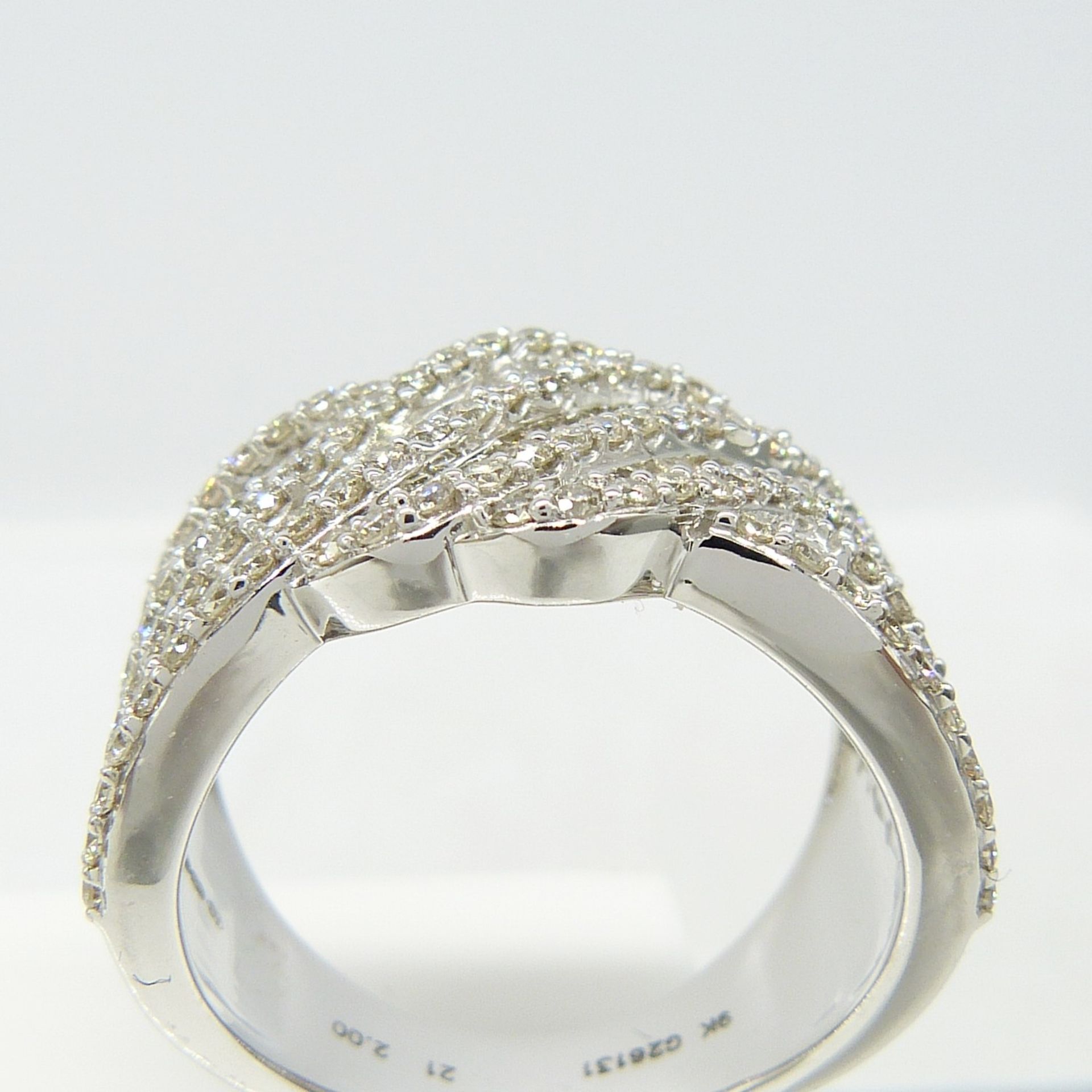 Large, Weighty Wave-style 2.00 Carat Diamond Cocktail Ring In White Gold - Image 4 of 6