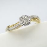 Yellow Gold Solitaire-style Ring Set With 0.22 Carats of Diamonds, In A Twist-style Mount