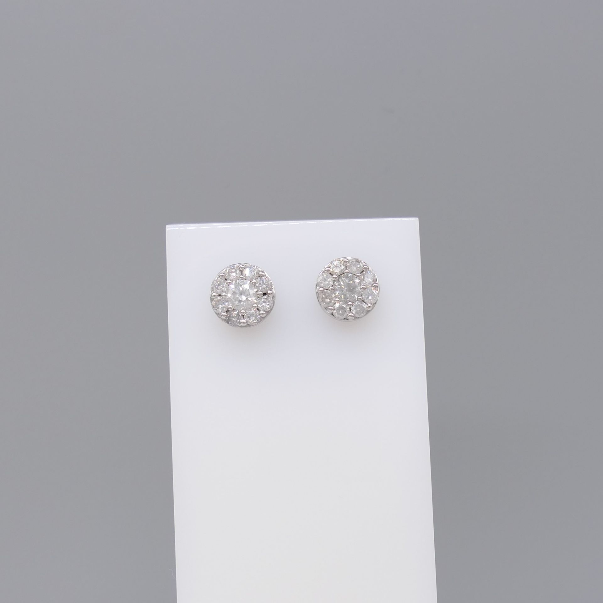 Pair of 9ct White Gold 0.71 Carat Diamond Halo Cluster Ear Studs, Boxed - Image 4 of 6