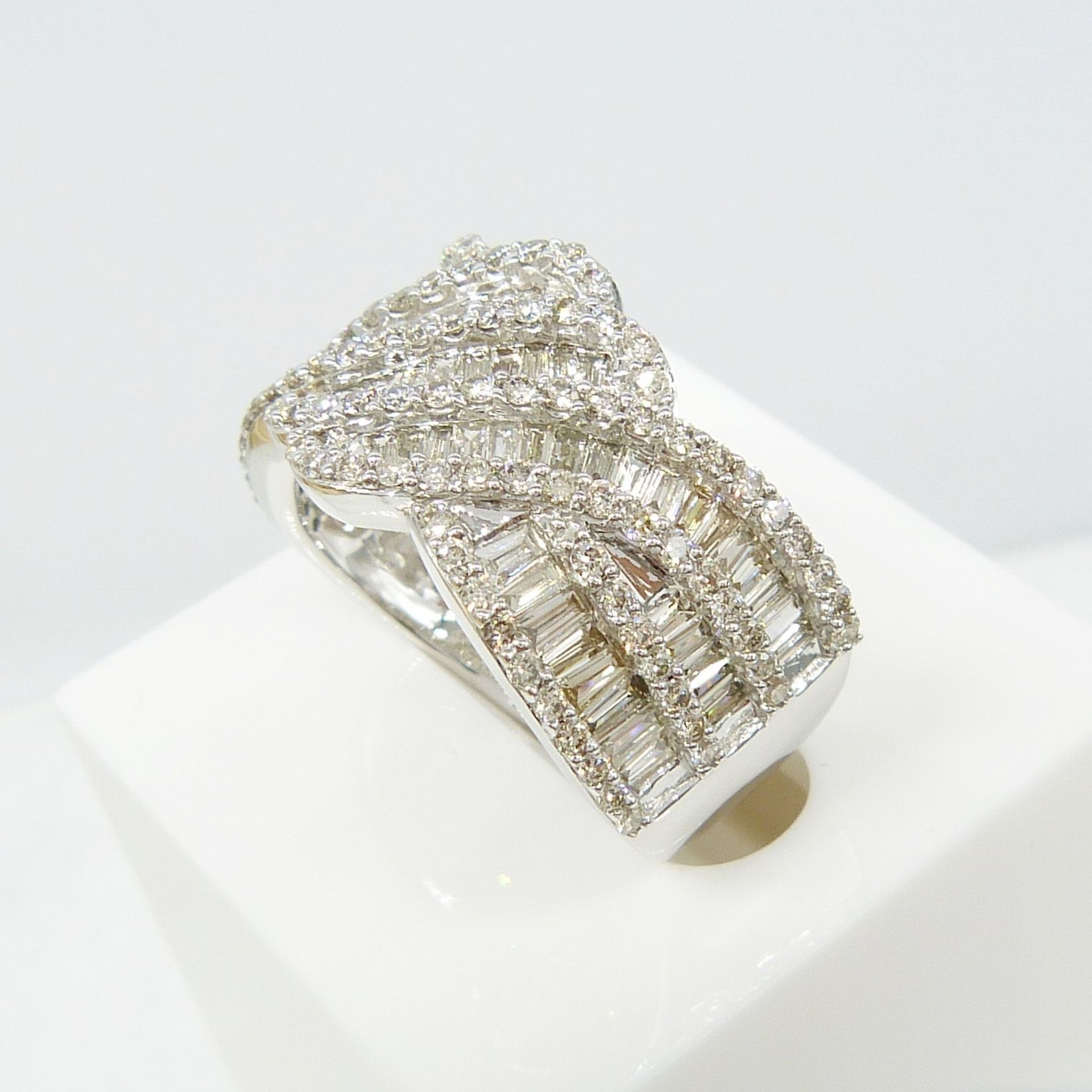 Large, Weighty Wave-style 2.00 Carat Diamond Cocktail Ring In White Gold - Image 3 of 6