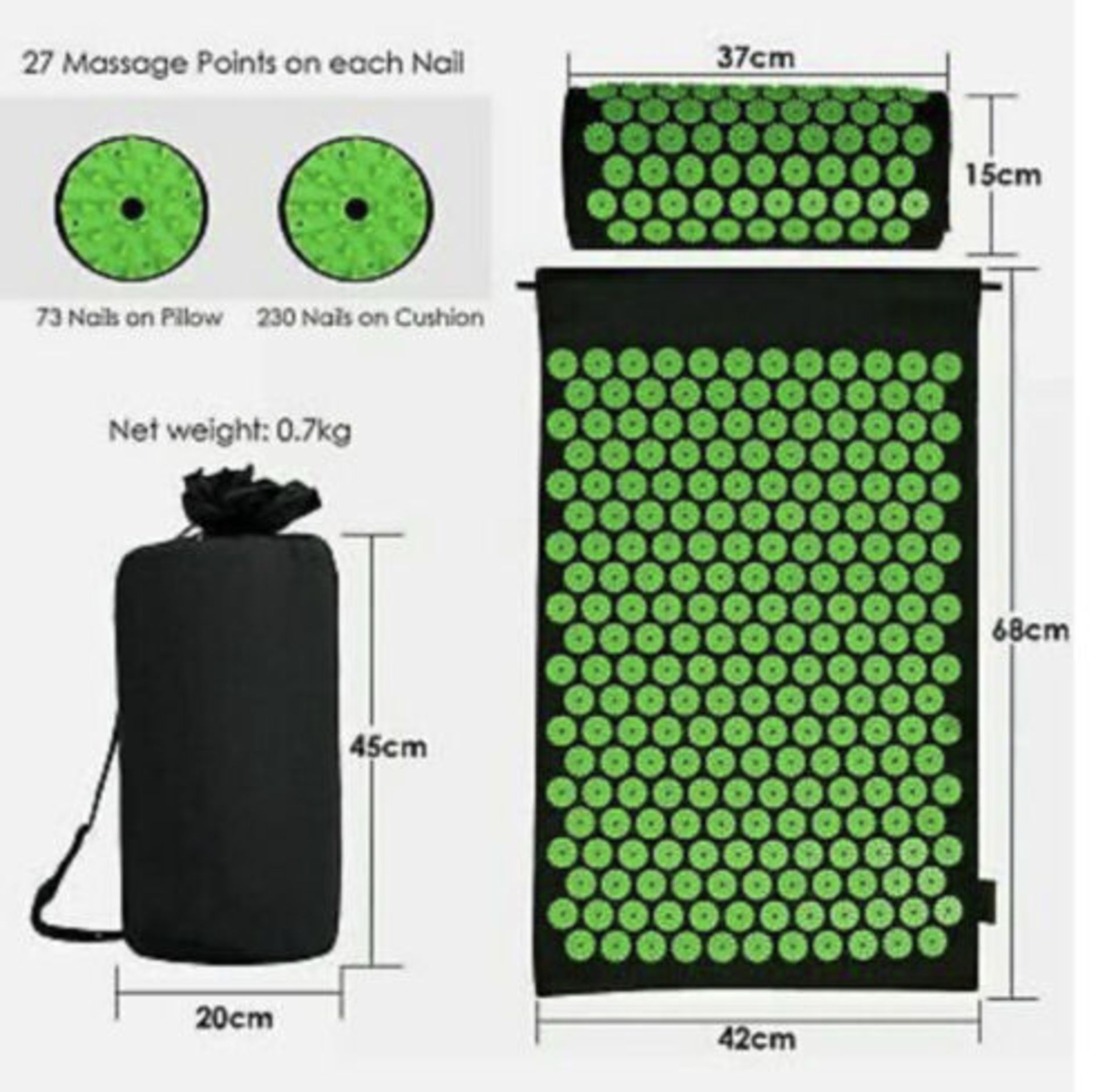 Acupressure Mat and Pillow Set/Acupuncture Mat Spike Yoga Mat For Massage Wellness RRP £39.99