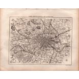 Environs of London Antique Steel Engraved c1850 Victorian Map.