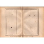 Star Atlas Heliographical Star Clusters Astronomy Antique Map.