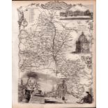 Oxfordshire Steel Engraved Victorian Thomas Moule Antique Map.